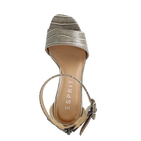 Espirt Gray Croc-Embssed Ankle Strap Baylee Sandal - Picture 4 of 6